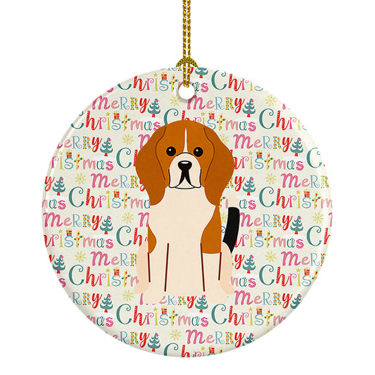 Buy this Merry Christmas Beagle Tricolor Ceramic Ornament