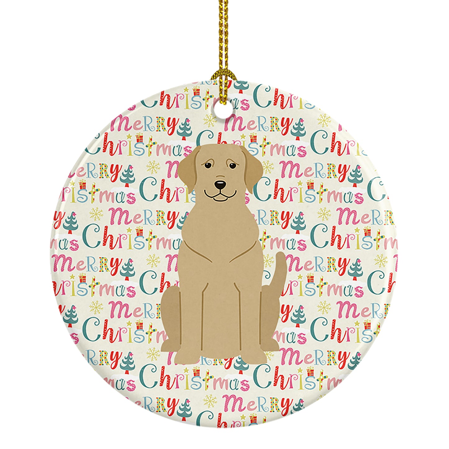 Buy this Merry Christmas Yellow Labrador Ceramic Ornament