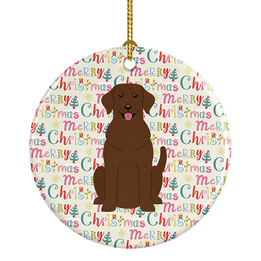 Buy this Merry Christmas Chocolate Labrador Ceramic Ornament