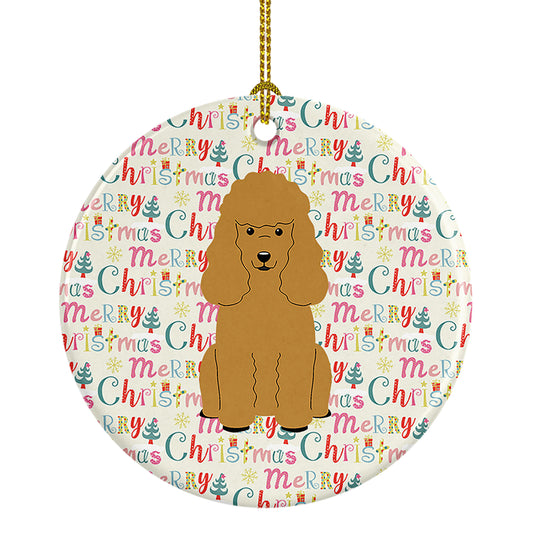 Buy this Merry Christmas Poodle Tan Ceramic Ornament