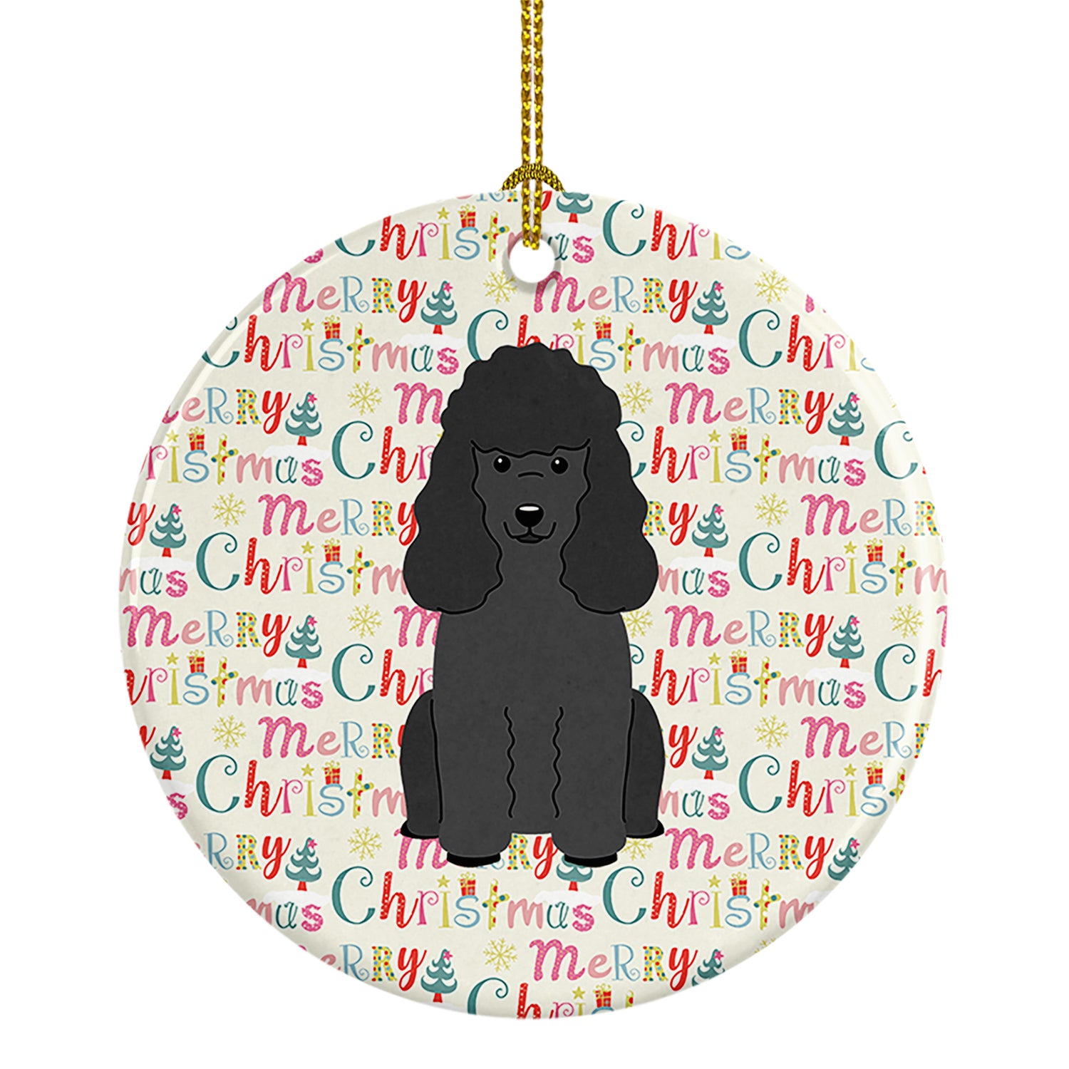 Buy this Merry Christmas Poodle Black Ceramic Ornament