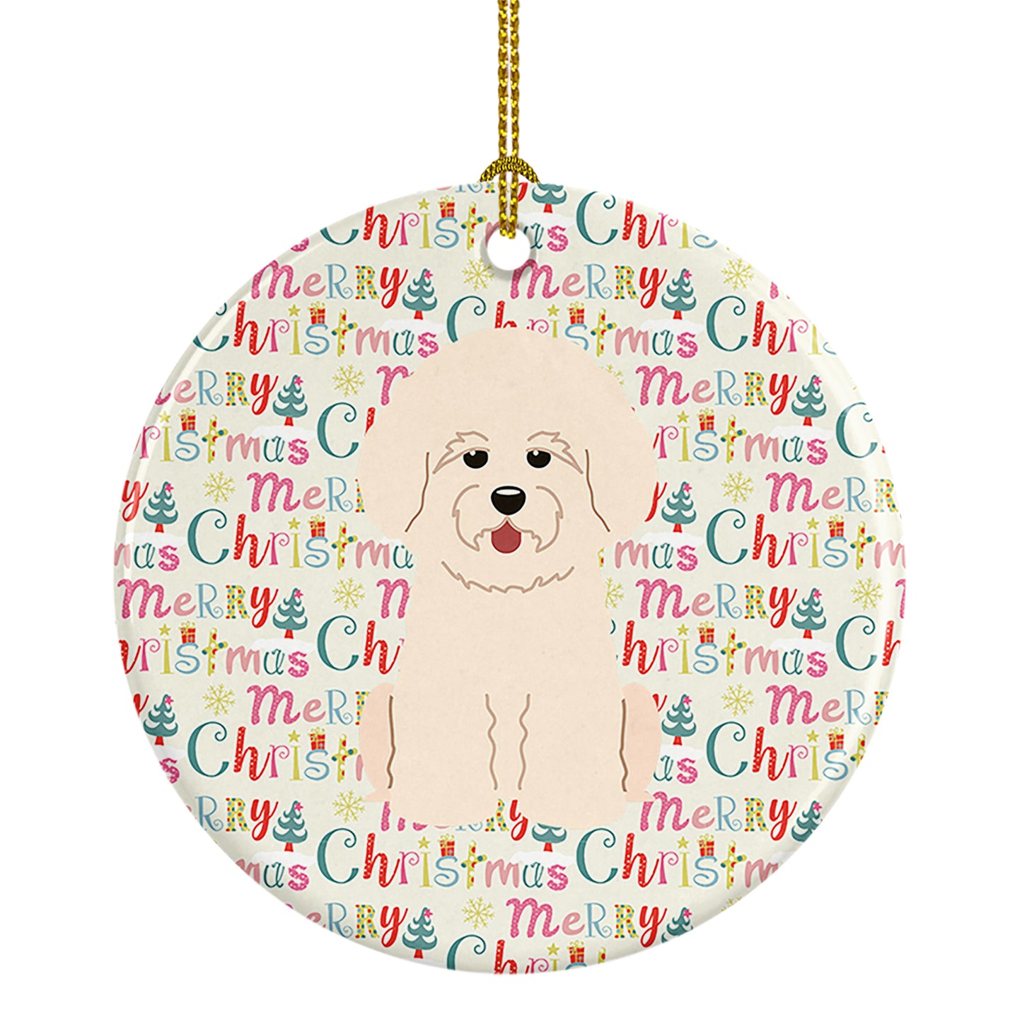 Buy this Merry Christmas Bichon Frise Ceramic Ornament