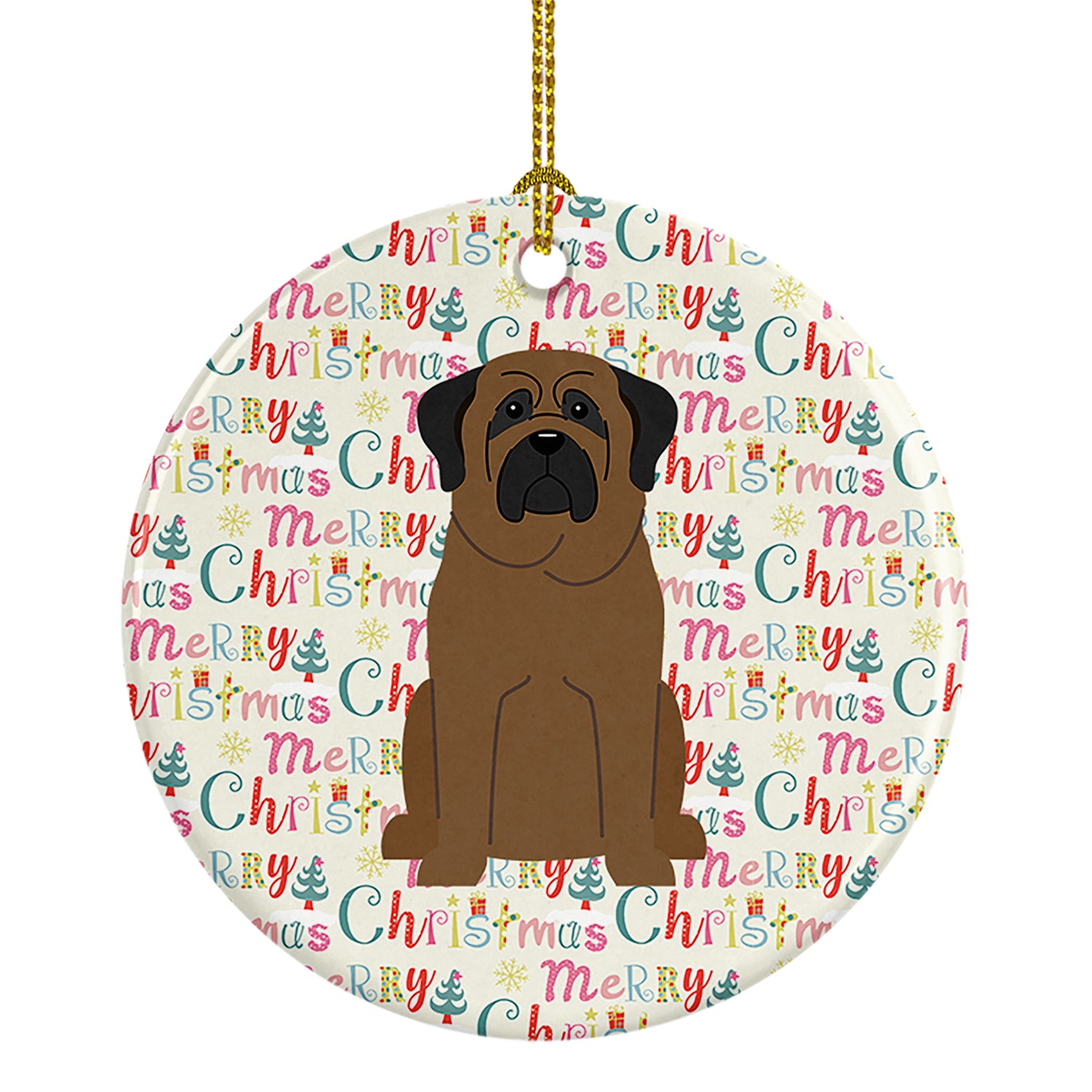 Buy this Merry Christmas Bullmastiff Ceramic Ornament