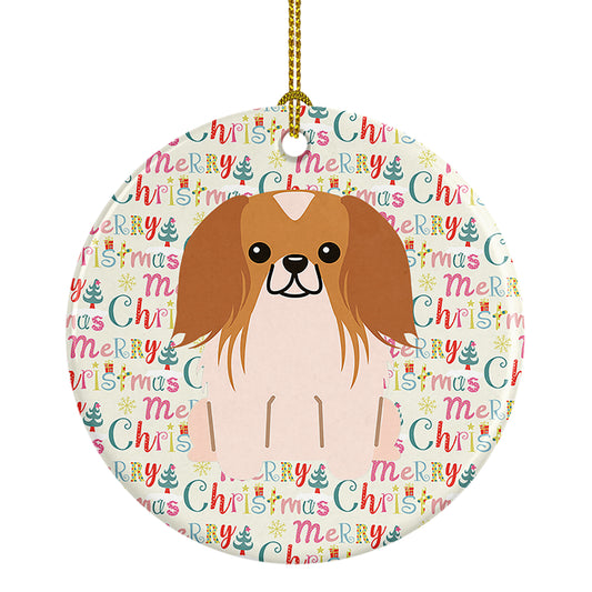 Buy this Merry Christmas Pekingese Red White Ceramic Ornament