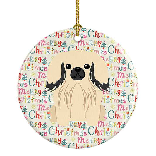 Buy this Merry Christmas Pekingese Cream Ceramic Ornament