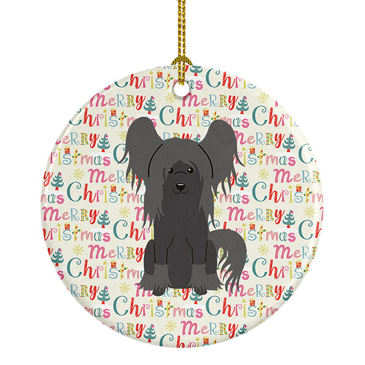 Buy this Merry Christmas Chinese Crested Black Ceramic Ornament