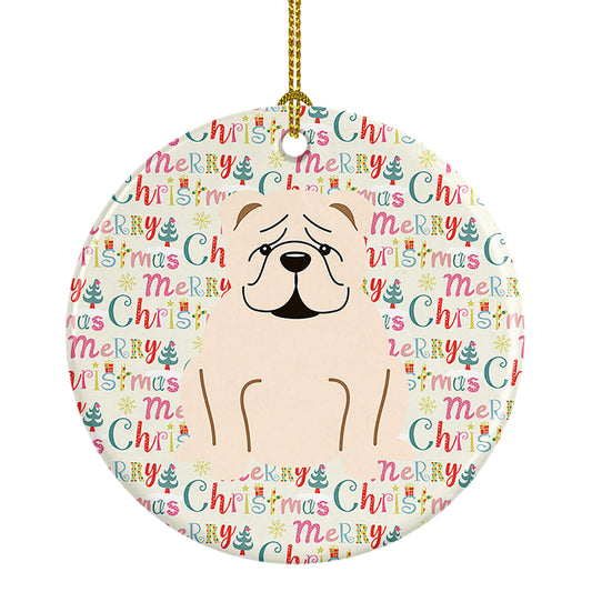 Buy this Merry Christmas English Bulldog White Ceramic Ornament