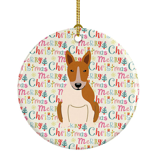 Buy this Merry Christmas Bull Terrier Red White Ceramic Ornament