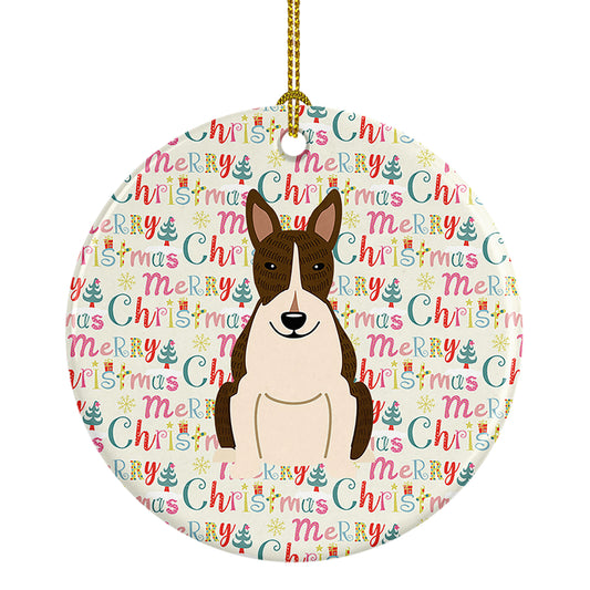 Buy this Merry Christmas Bull Terrier Dark Brindle Ceramic Ornament