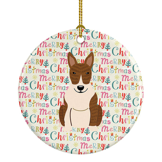 Buy this Merry Christmas Bull Terrier Brindle Ceramic Ornament