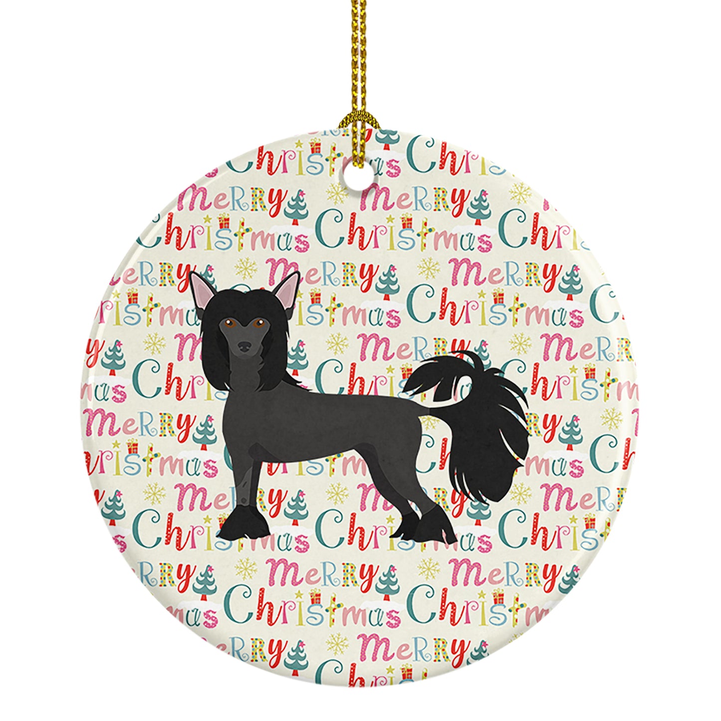 Buy this Chinese Crested #1 Merry Christmas Ceramic Ornament