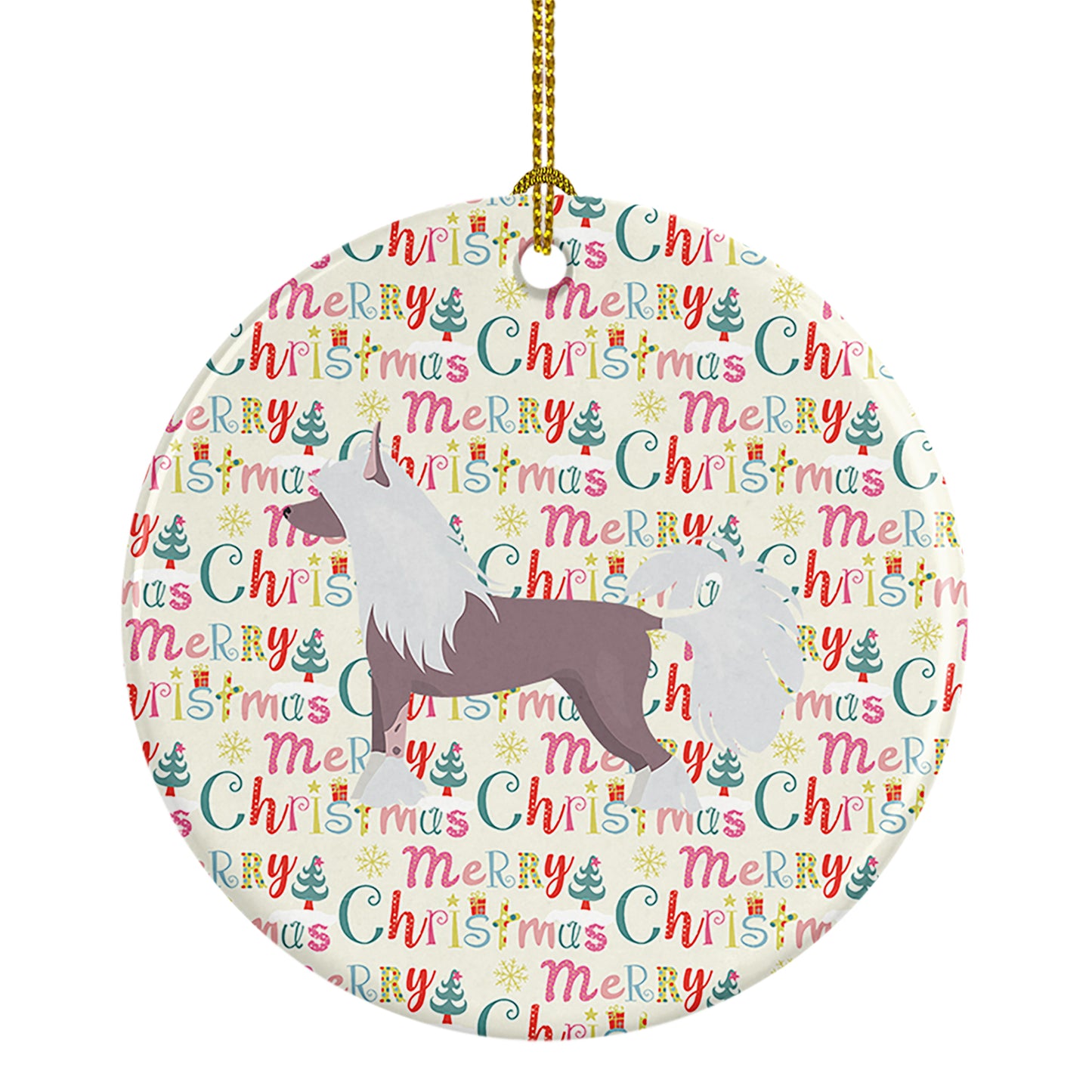 Buy this Chinese Crested #2 Merry Christmas Ceramic Ornament