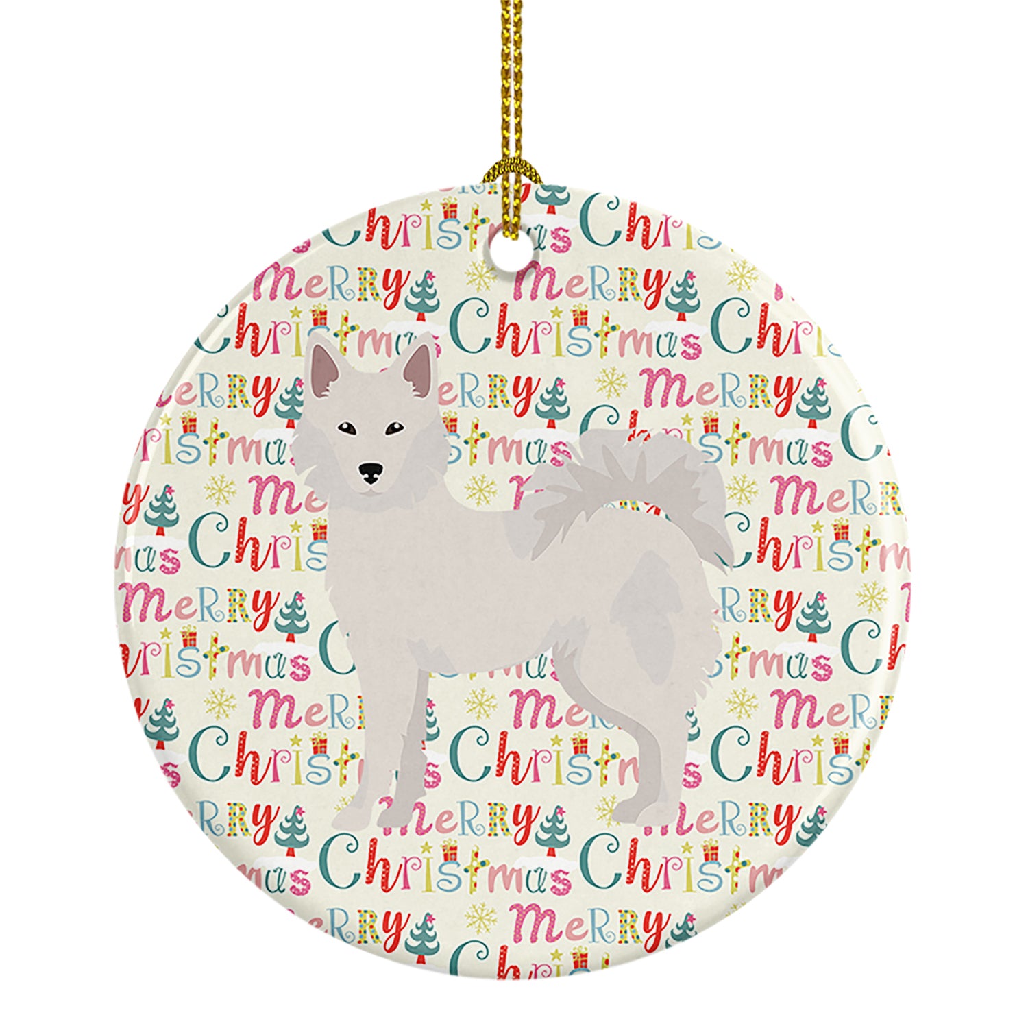 Buy this Danish Spitz Merry Christmas Ceramic Ornament