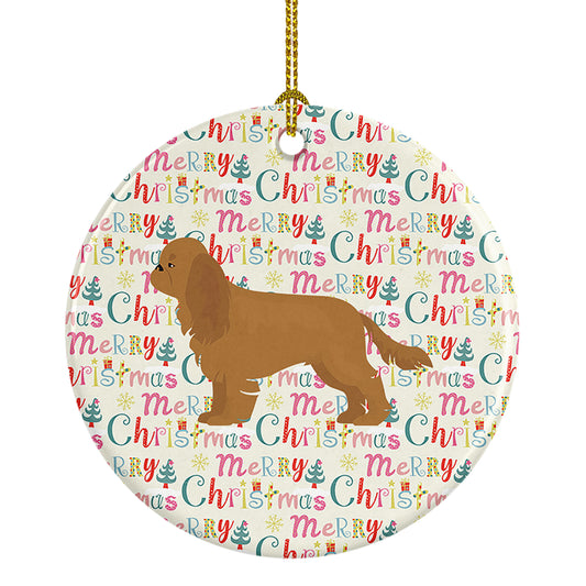 Buy this Ruby Cavalier Spaniel Merry Christmas Ceramic Ornament