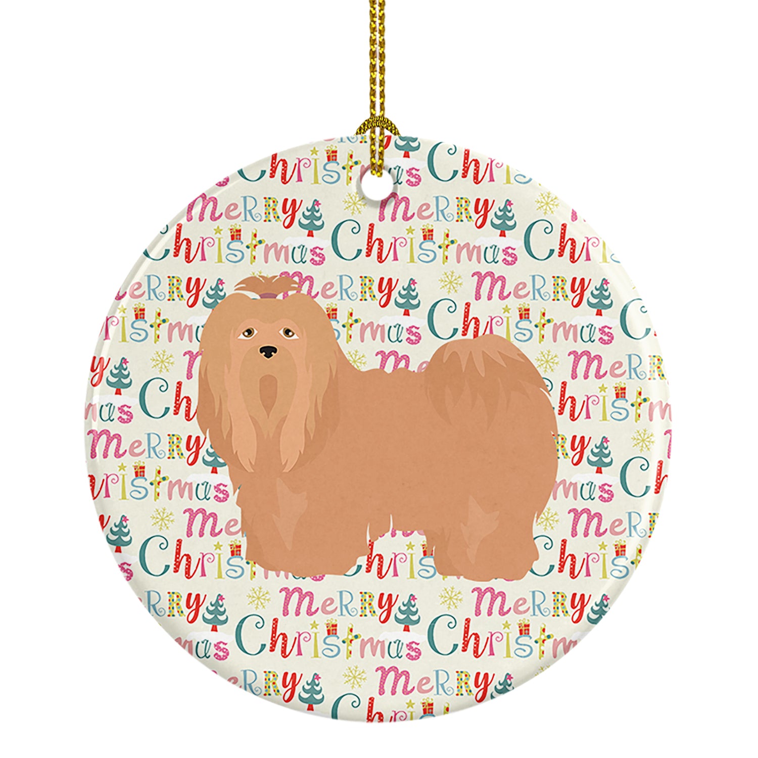 Buy this Lhasa Apso #1 Merry Christmas Ceramic Ornament