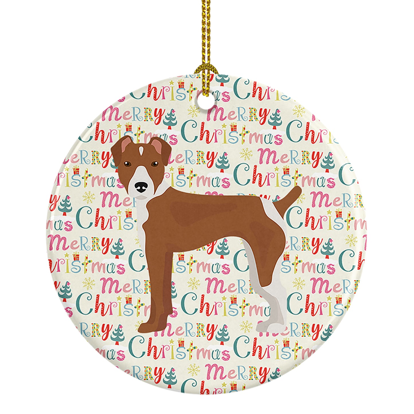 Buy this Rat Terrier Merry Christmas Ceramic Ornament