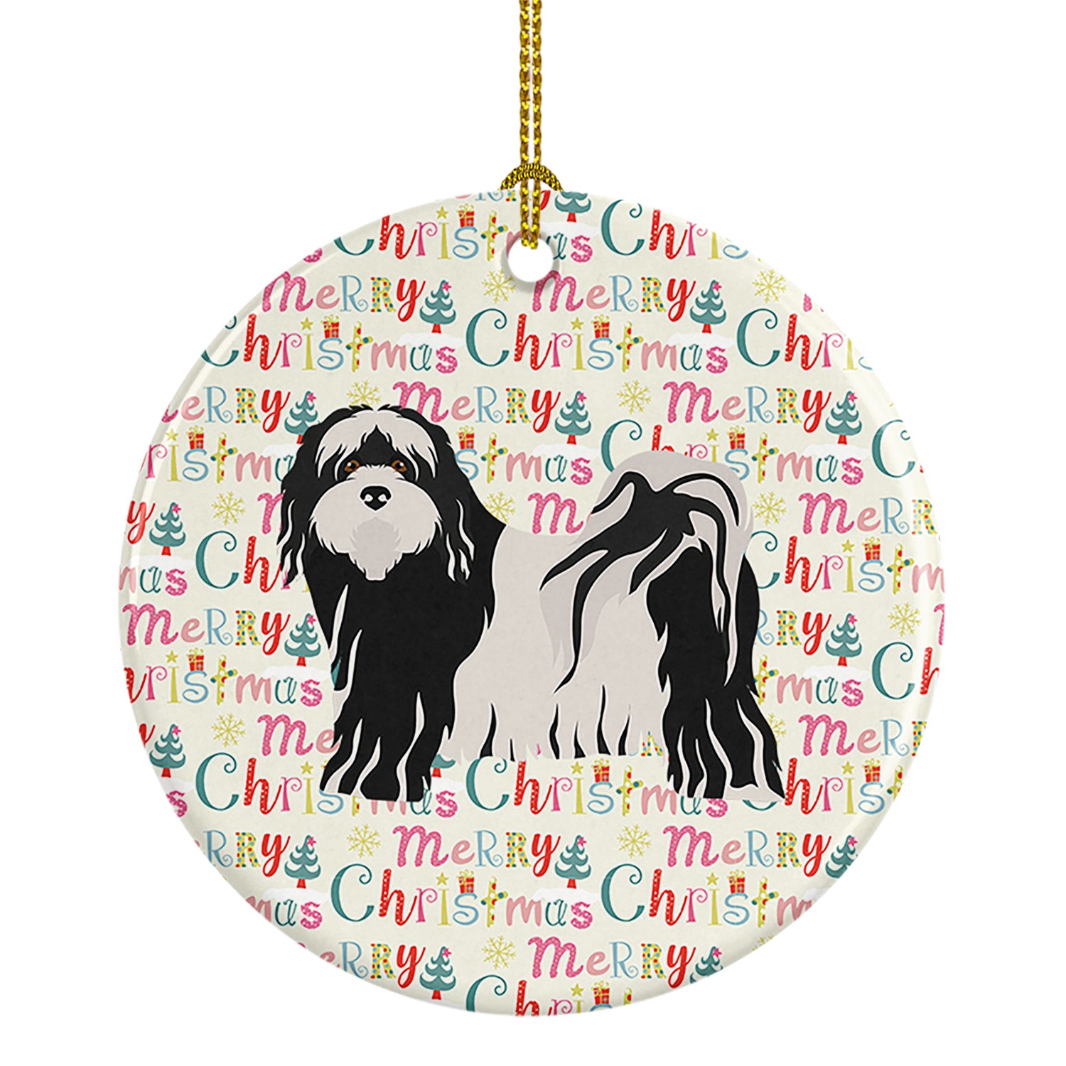 Buy this Tibetan Terrier Merry Christmas Ceramic Ornament