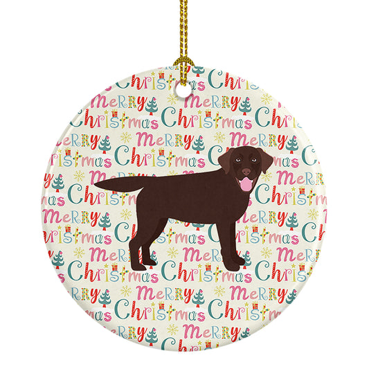 Buy this Chocolate Labrador Retriever Merry Christmas Ceramic Ornament