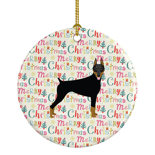 Buy this Doberman Pinscher Merry Christmas Ceramic Ornament