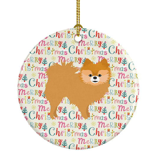 Buy this Red Pomeranian Merry Christmas Ceramic Ornament