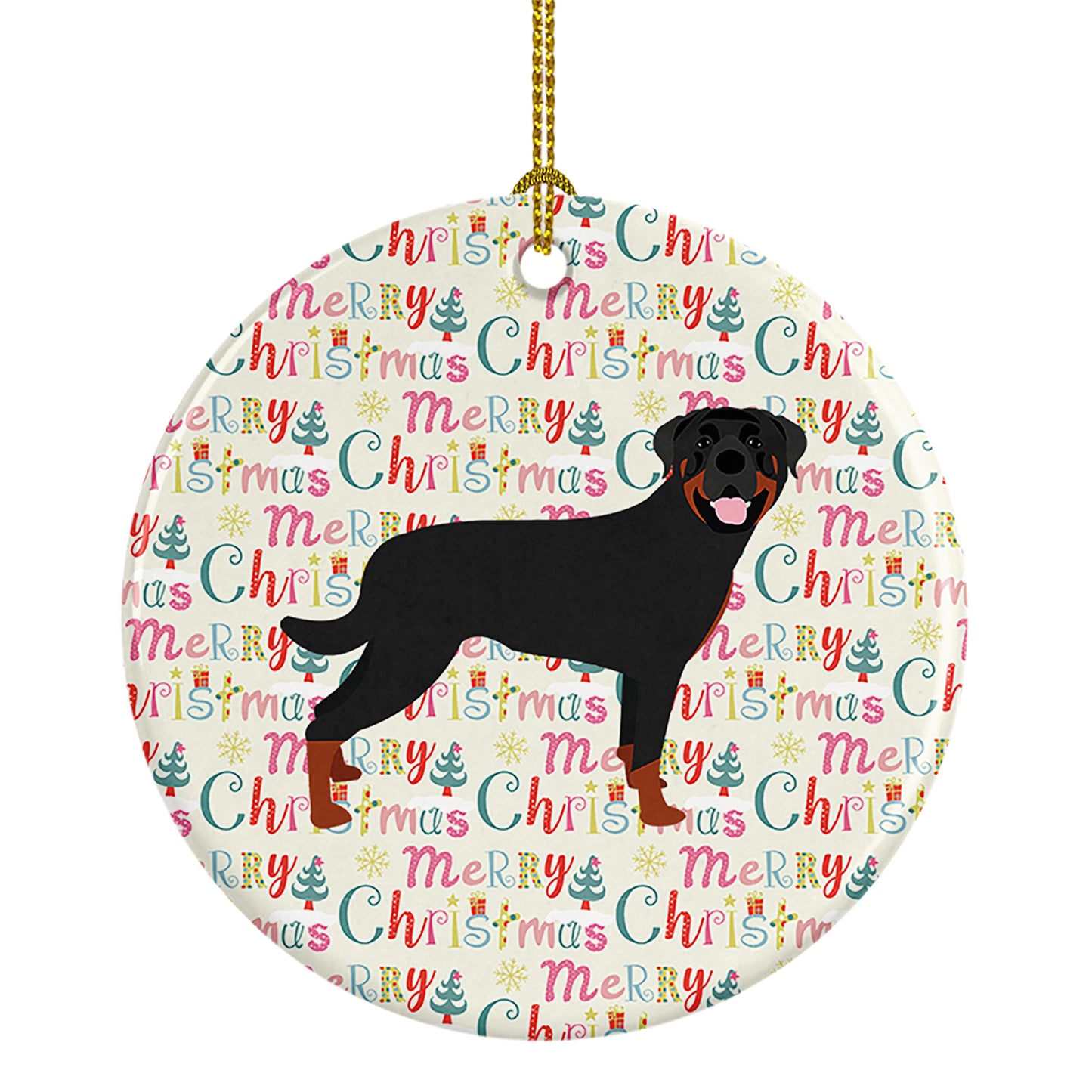 Buy this Rottweiler Merry Christmas Ceramic Ornament