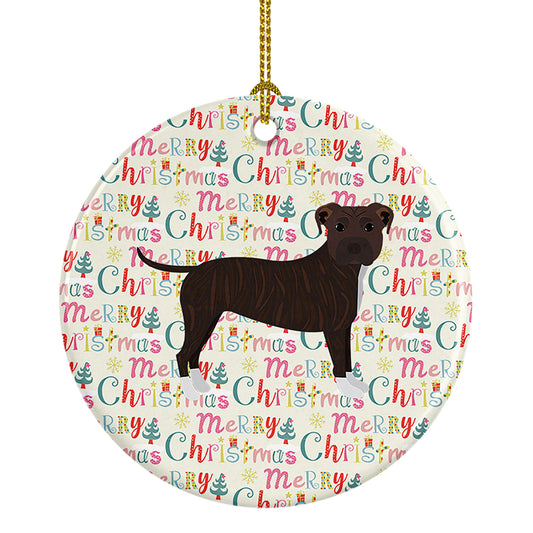 Buy this Staffordshire Bull Terrier Merry Christmas Ceramic Ornament