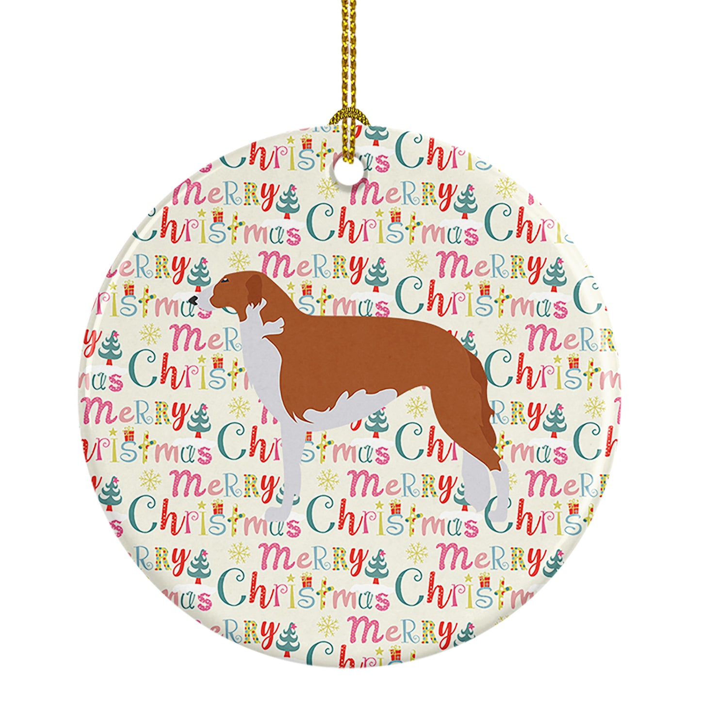 Buy this Borzoi Russian Greyhound Merry Christmas Ceramic Ornament