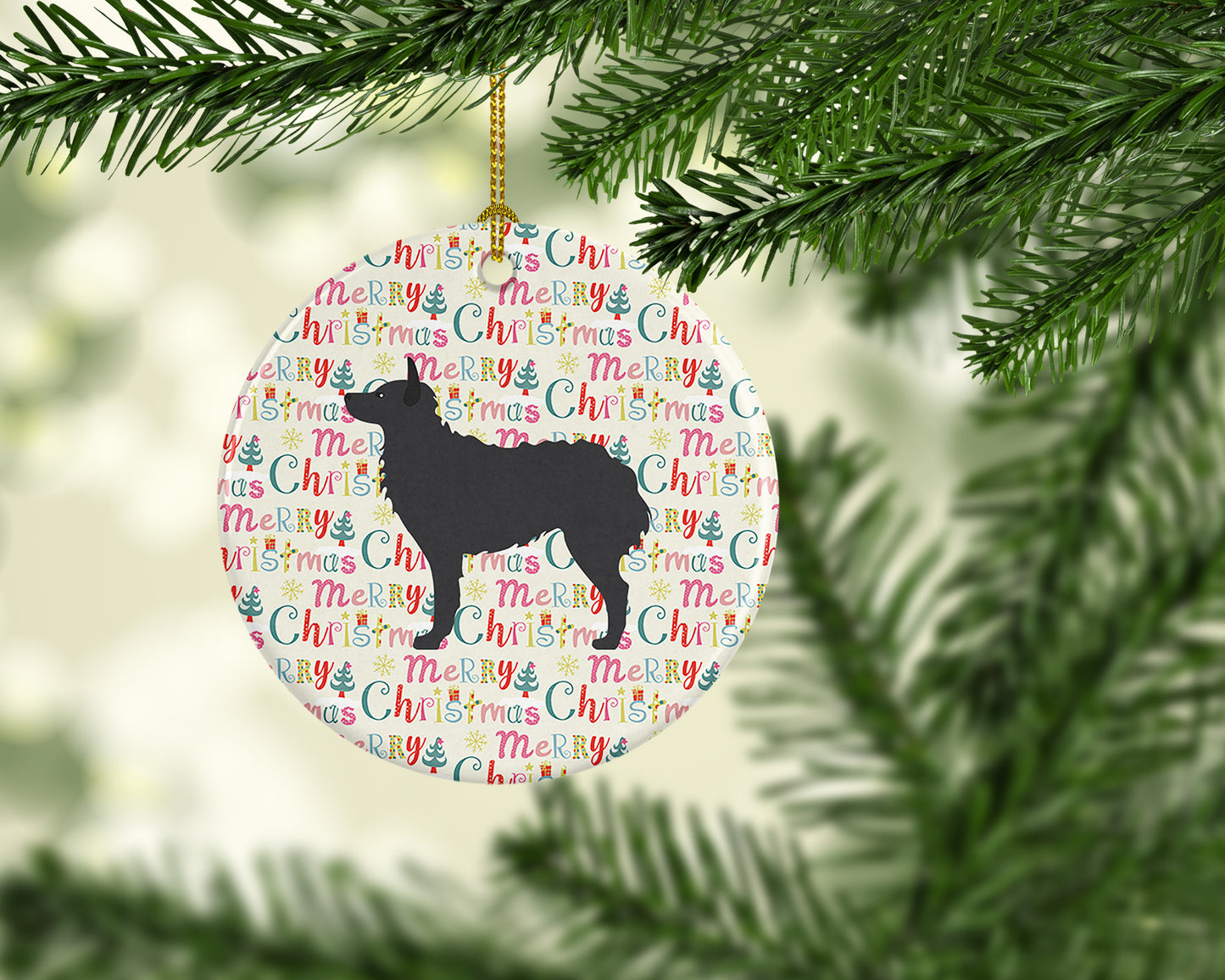 Croatian Sheepdog Merry Christmas Ceramic Ornament