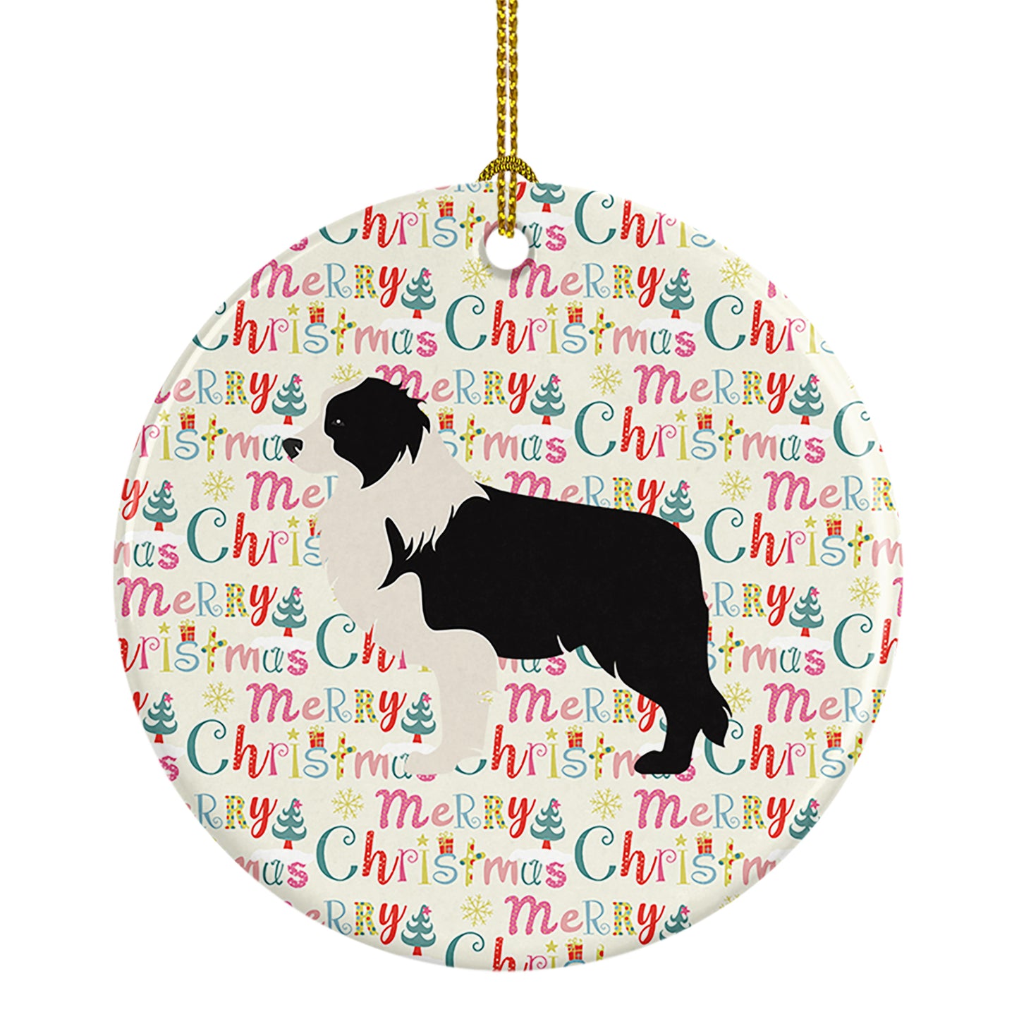 Buy this Black Border Collie Merry Christmas Ceramic Ornament