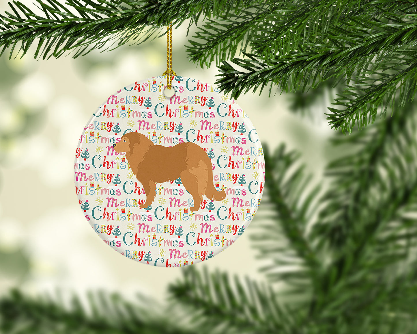 Caucasian Shepherd Dog Merry Christmas Ceramic Ornament