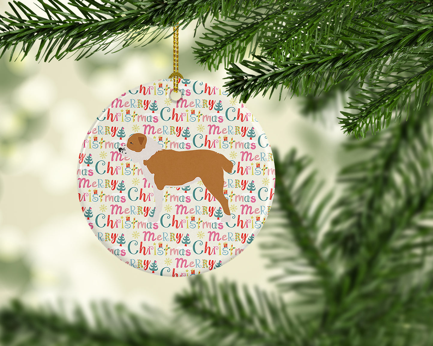 Central Asian Shepherd Dog Merry Christmas Ceramic Ornament