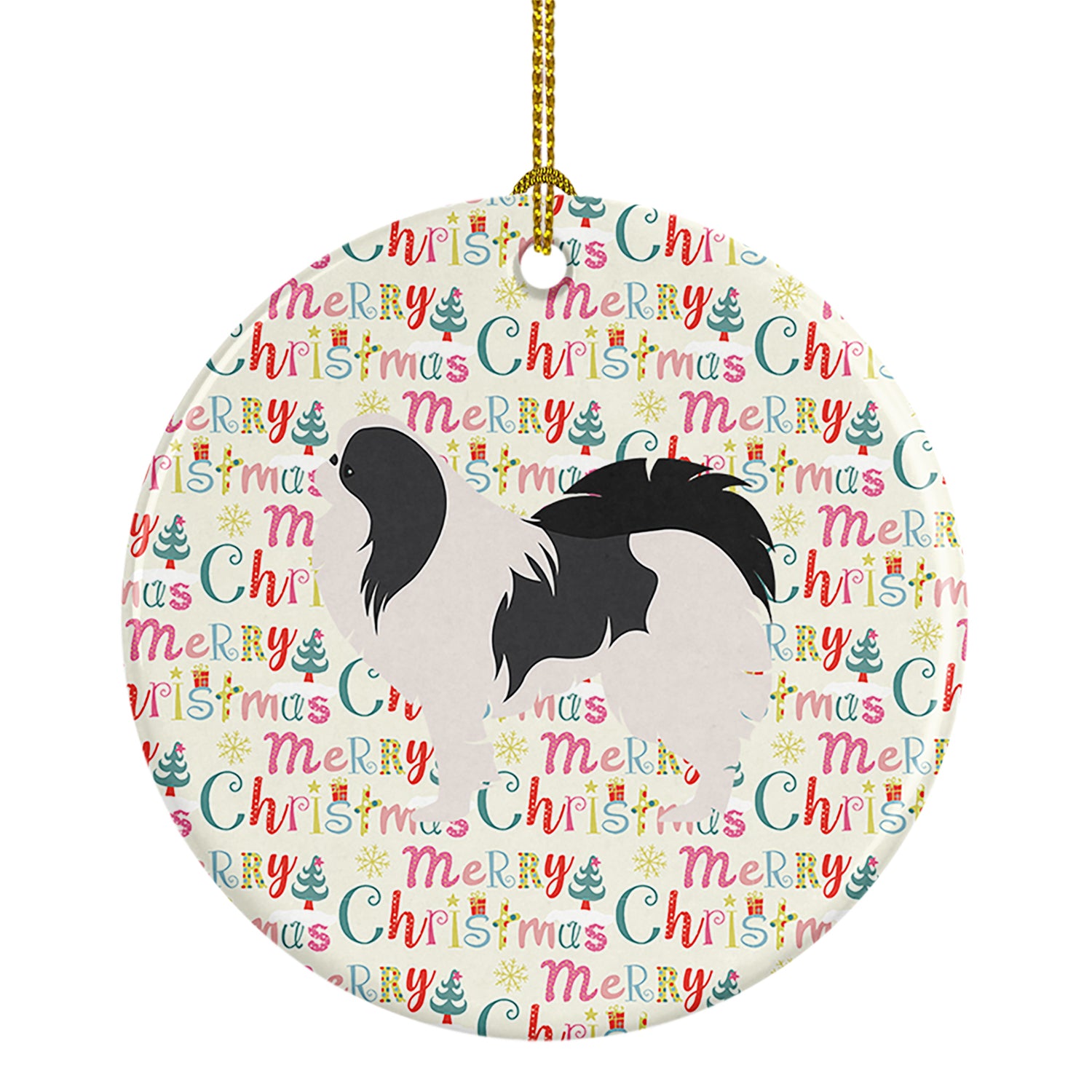 Buy this Japanese Chin Merry Christmas Ceramic Ornament