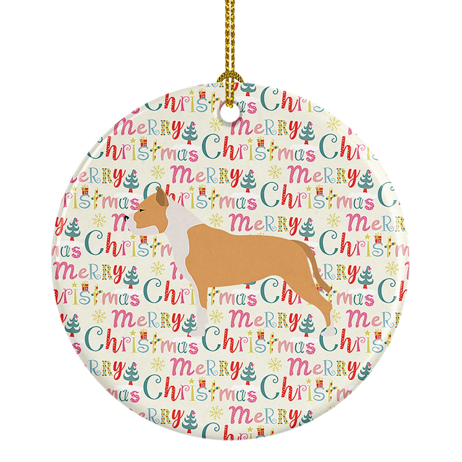 Buy this Staffordshire Bull Terrier Merry Christmas Ceramic Ornament