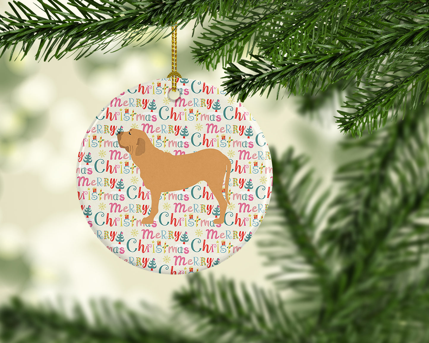 Fila Brasileiro Merry Christmas Ceramic Ornament
