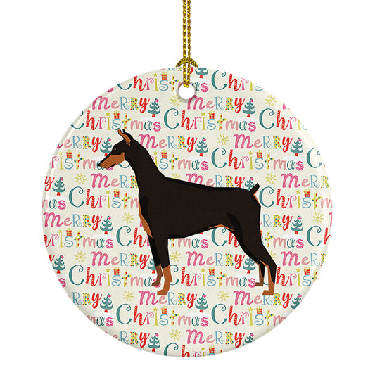 Buy this Doberman Pinscher Merry Christmas Ceramic Ornament