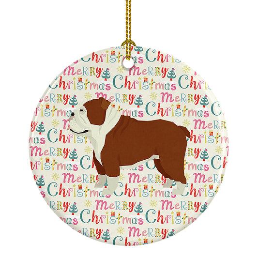 Buy this English Bulldog Merry Christmas Ceramic Ornament