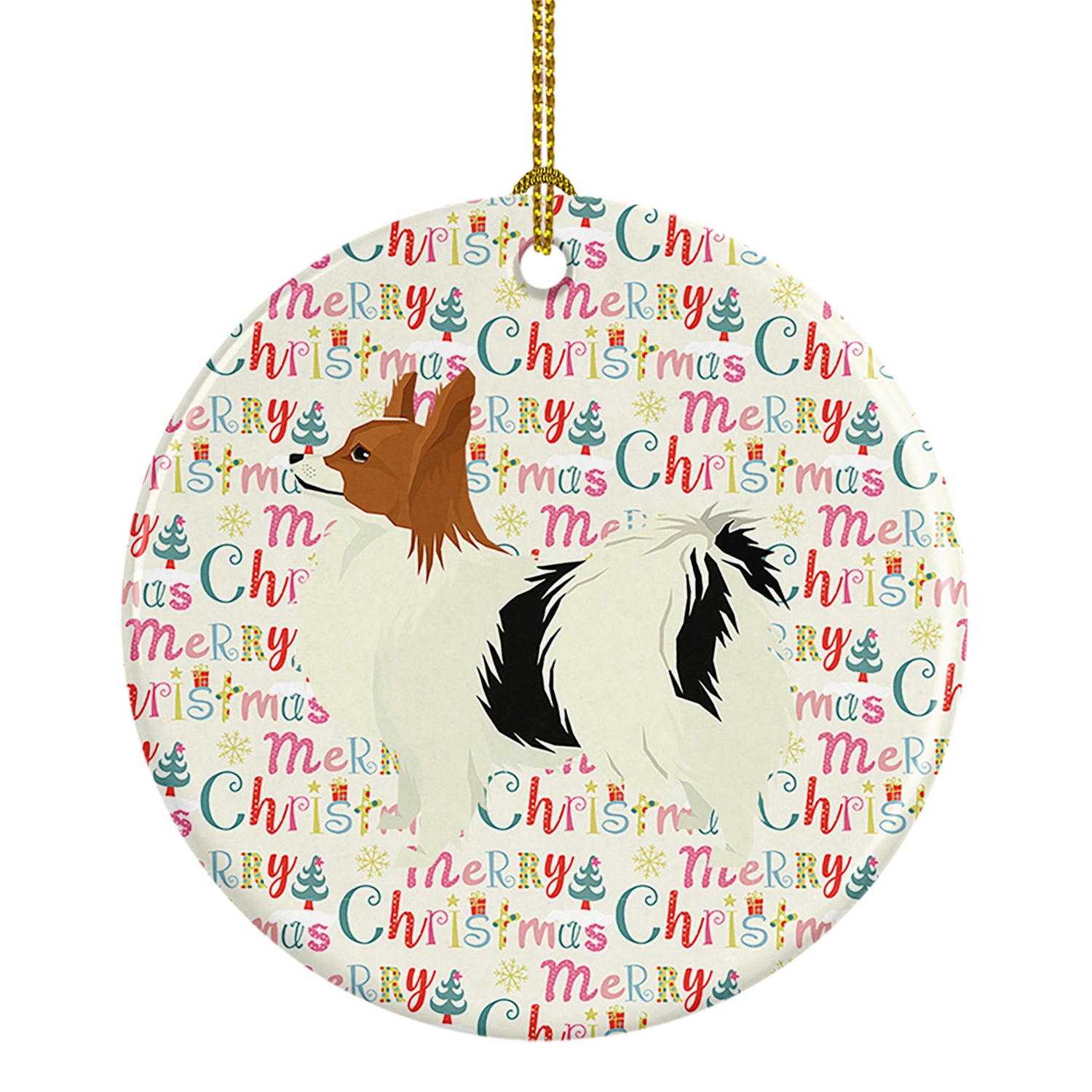 Buy this Papillon Merry Christmas Ceramic Ornament