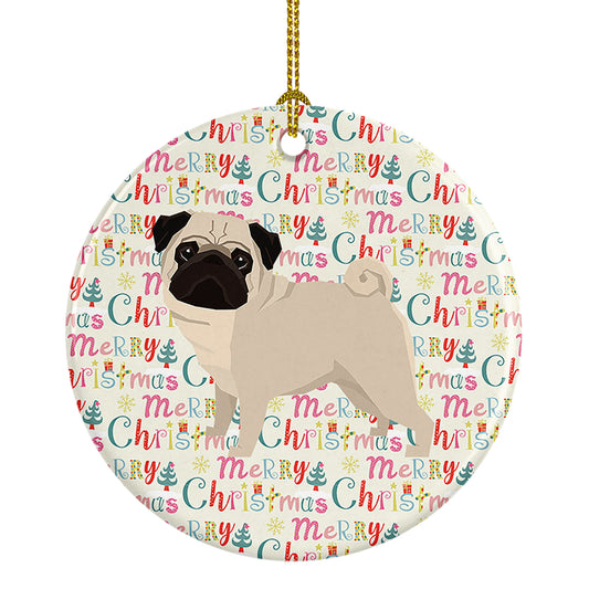 Buy this Pug Merry Christmas Ceramic Ornament