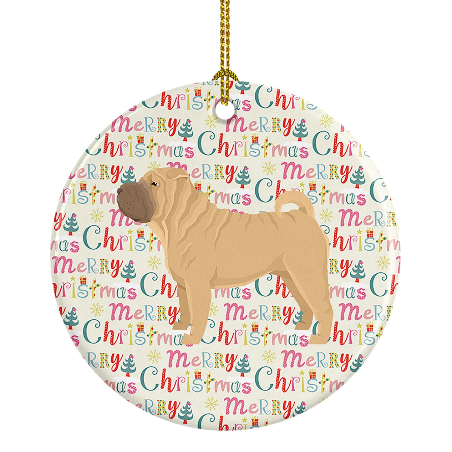 Buy this Shar Pei Merry Christmas Ceramic Ornament