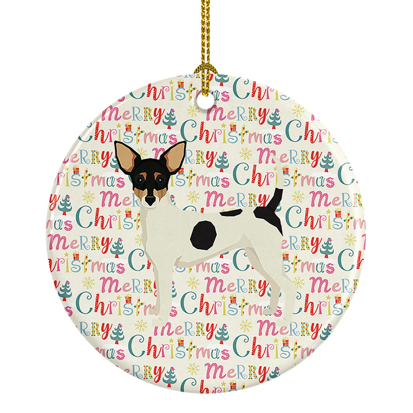 Buy this Toy Fox Terrier Merry Christmas Ceramic Ornament