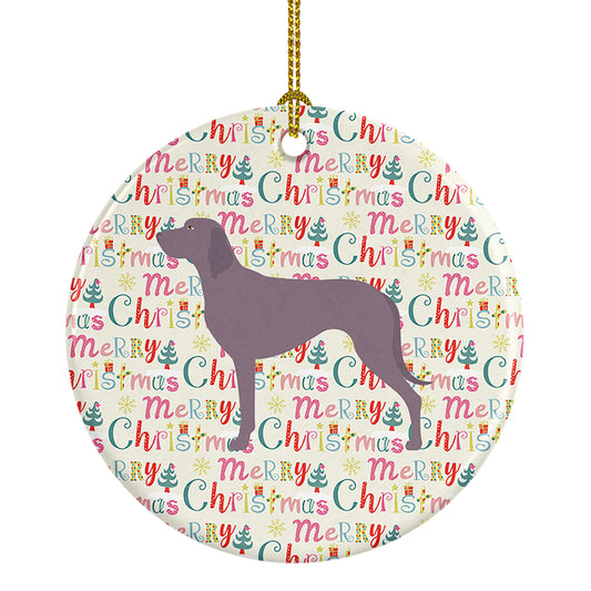 Buy this Weimaraner Merry Christmas Ceramic Ornament