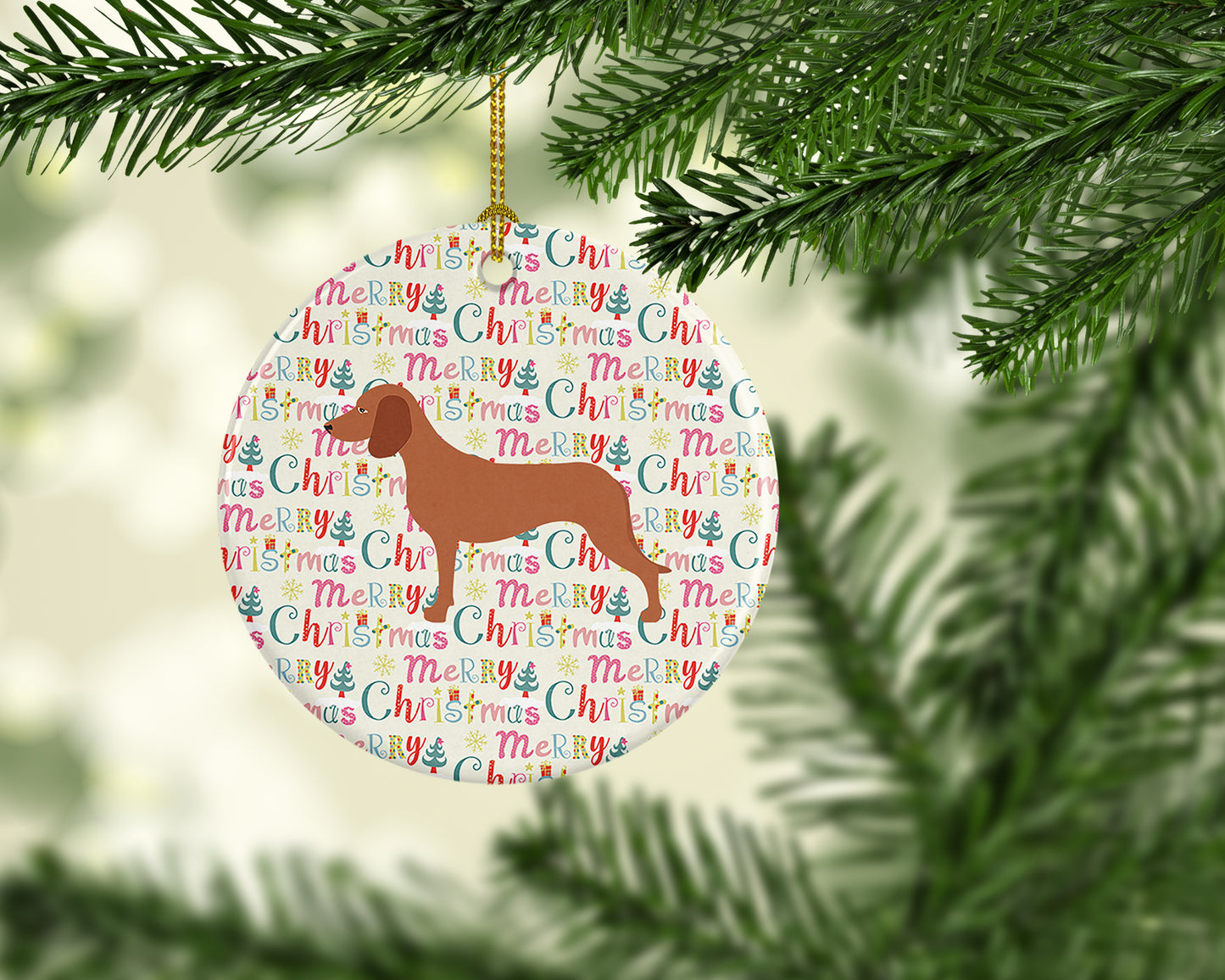 Bavarian Mountian Hound Merry Christmas Ceramic Ornament