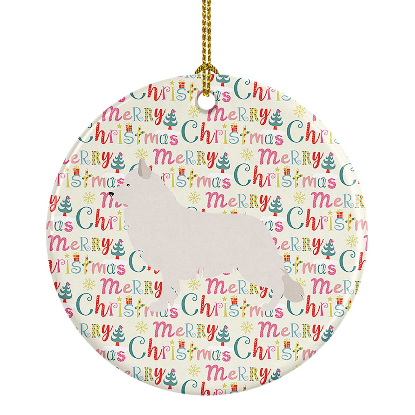 Buy this Berger Blanc Suisse Merry Christmas Ceramic Ornament