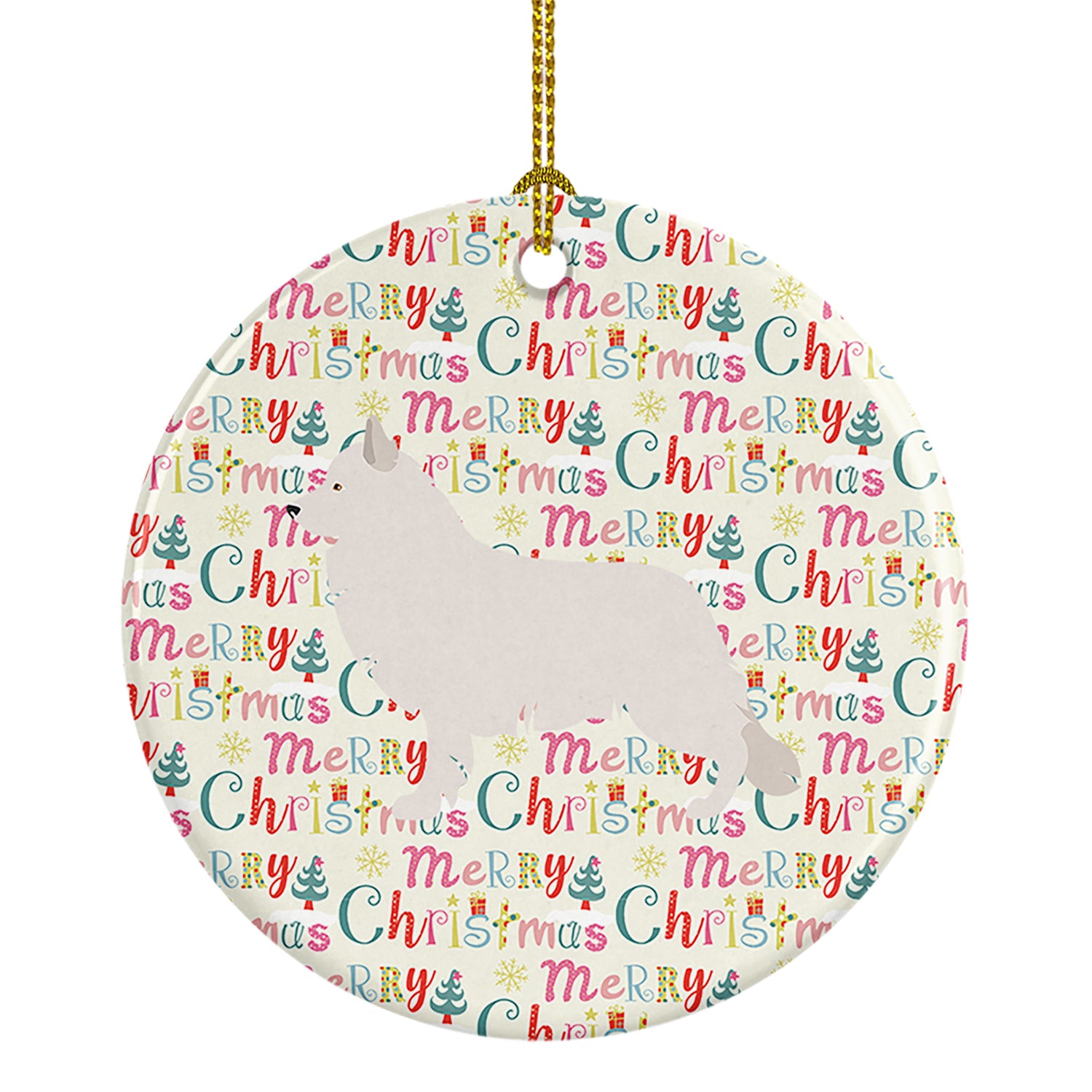 Buy this Berger Blanc Suisse Merry Christmas Ceramic Ornament