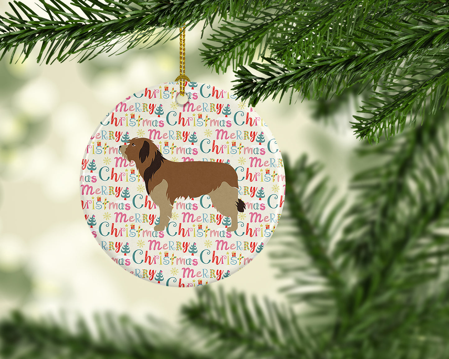 Catalan Sheepdog Merry Christmas Ceramic Ornament