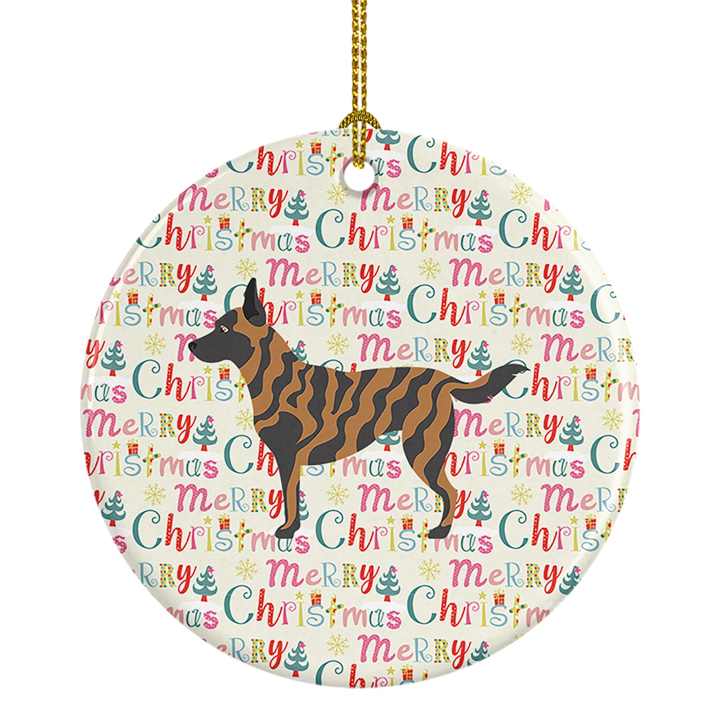 Buy this Dutch Shepherd Merry Christmas Ceramic Ornament