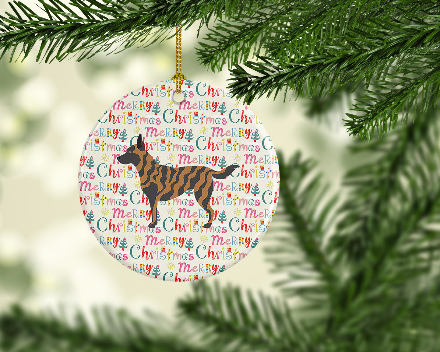 Dutch Shepherd Merry Christmas Ceramic Ornament