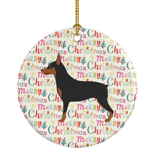 Buy this Miniature Pinscher Merry Christmas Ceramic Ornament