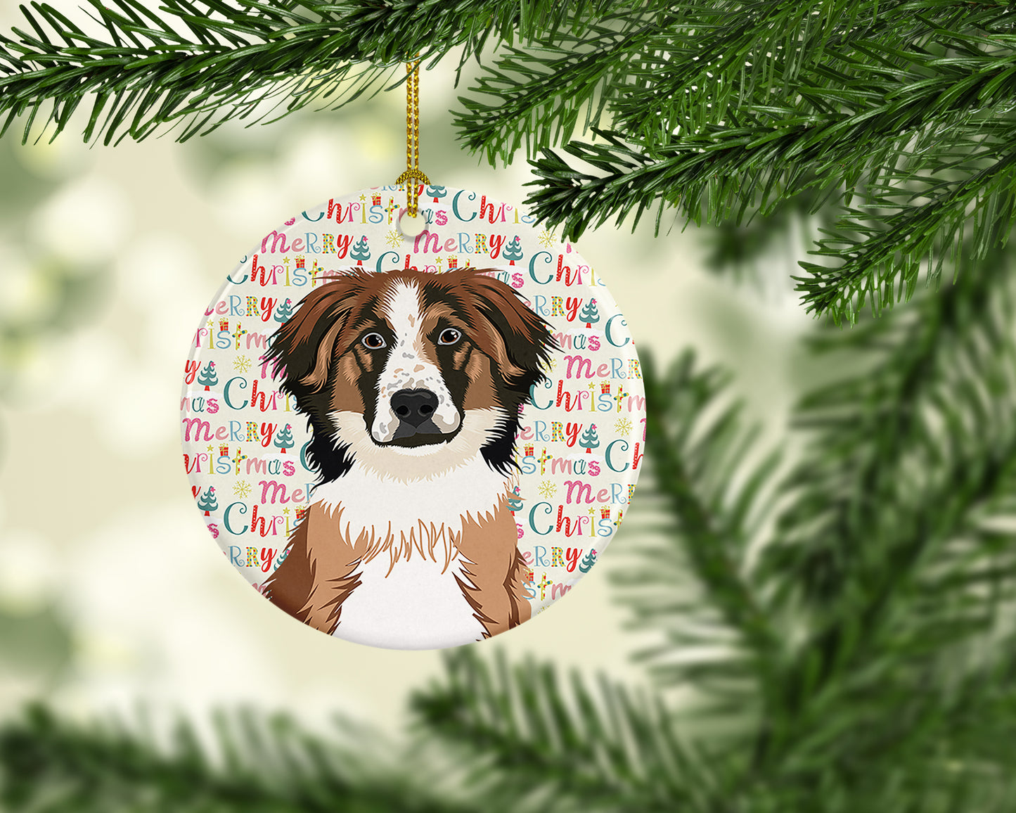 Australian Shepherd Red Tricolor #1 Christmas Ceramic Ornament