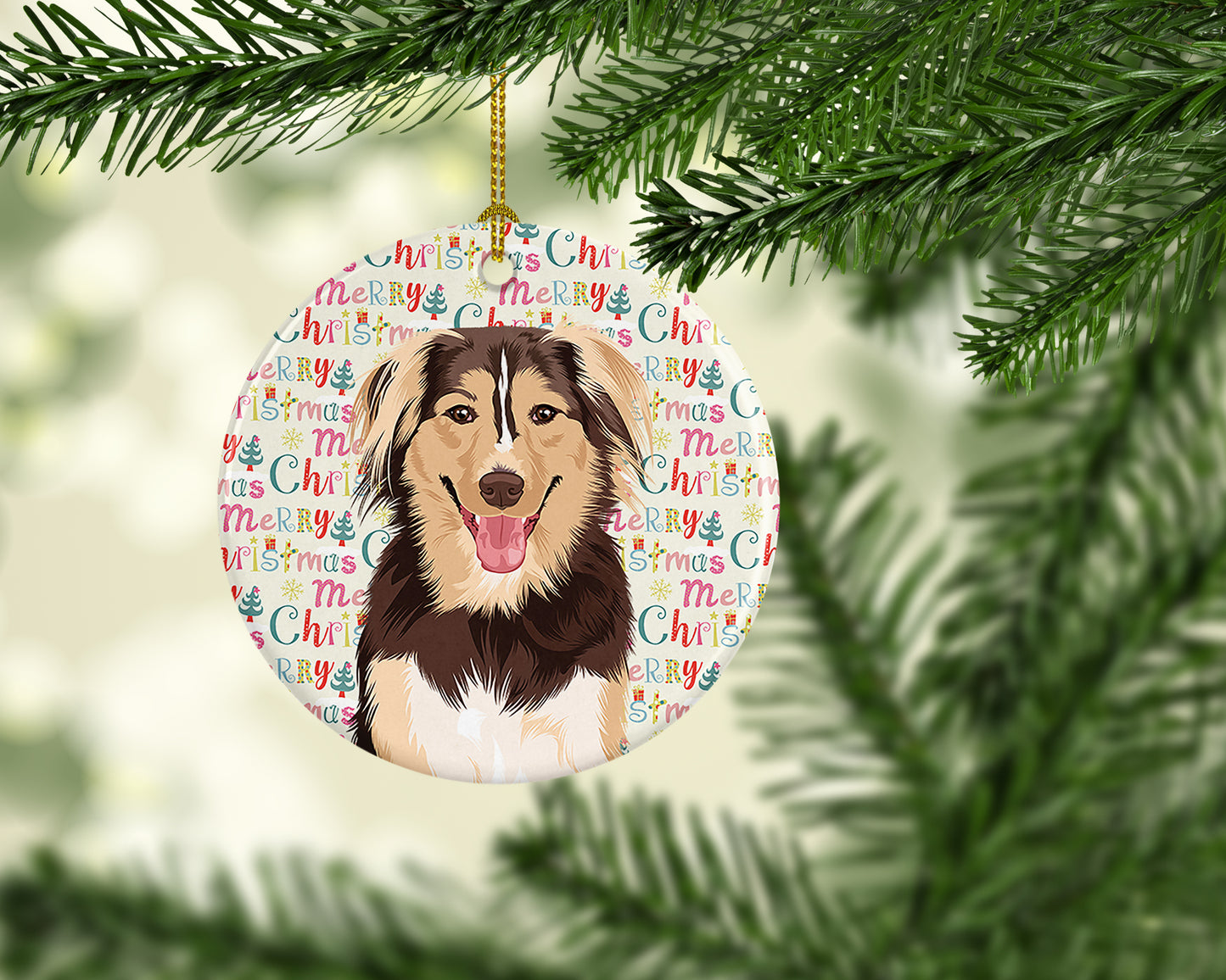 Australian Shepherd Red Tricolor #3 Christmas Ceramic Ornament